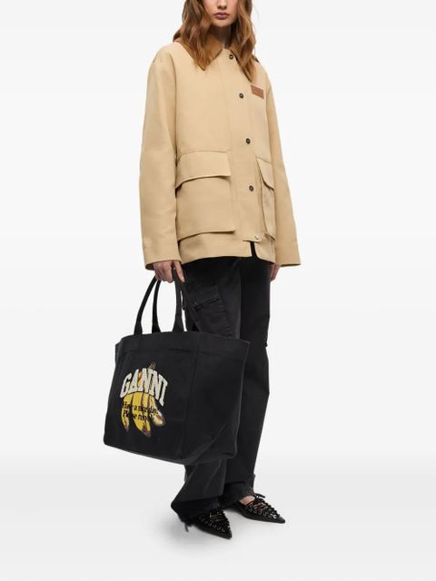 GANNI canvas tote bag - Black