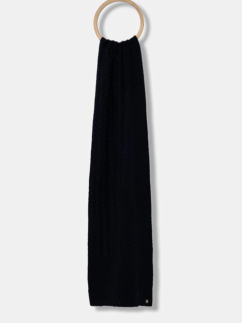 Tommy Hilfiger szalik z dodatkiem wełny damski kolor granatowy gładki AW0AW17788 - zdjęcie produktu nr 1