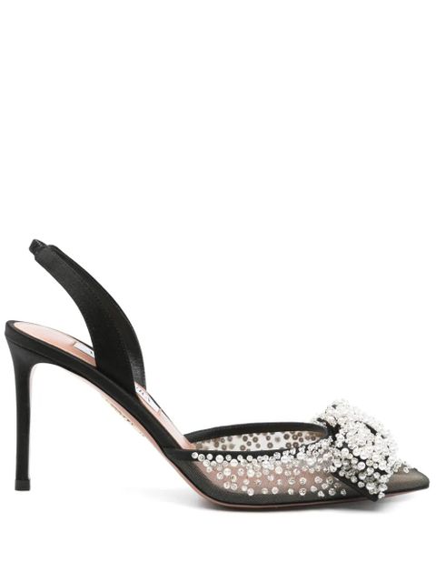 Aquazzura 90mm bow-detail slingback pumps - Black - zdjęcie produktu nr 1
