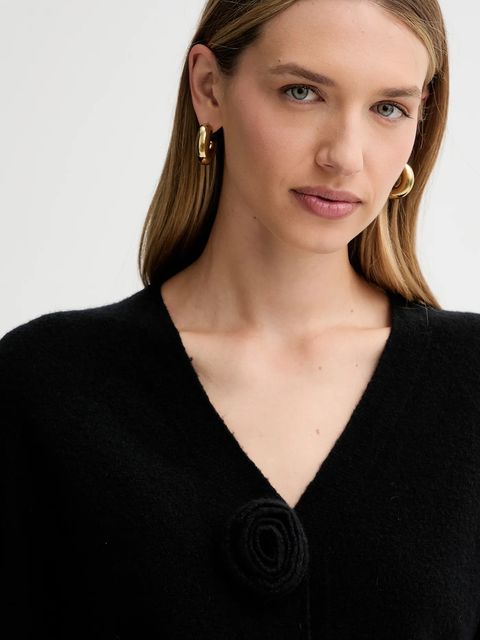 Liviana Conti kardigan z dodatkiem wełny damski kolor czarny L5WG01