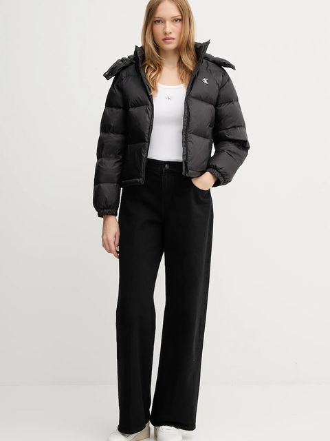 Calvin Klein Jeans kurtka puchowa kolor czarny zimowa oversize LV047D501G