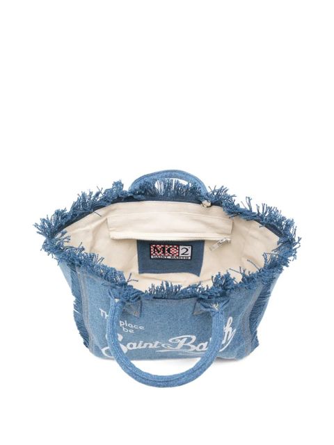 MC2 Saint Barth Colette fringed logo-print tote bag - Blue