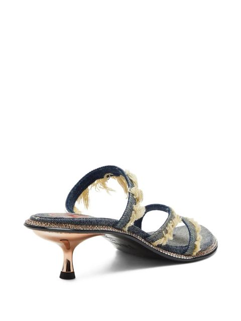 Diesel 45mm D-Havanna frayed denim crystal-embellished sandals - Blue