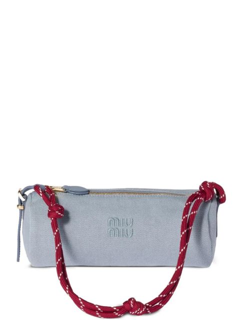 Miu Miu logo-embroidered gabardine bag - Blue - zdjęcie produktu nr 1