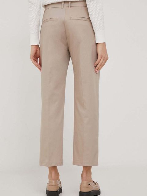 Tommy Hilfiger spodnie damskie kolor beżowy proste high waist WW0WW40504