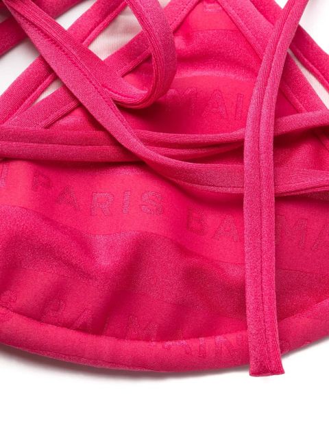 Balmain logo-print triangle-cup bikini - Pink