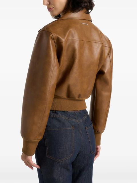 Manière De Voir Cosette lapel bomber jacket - Brown