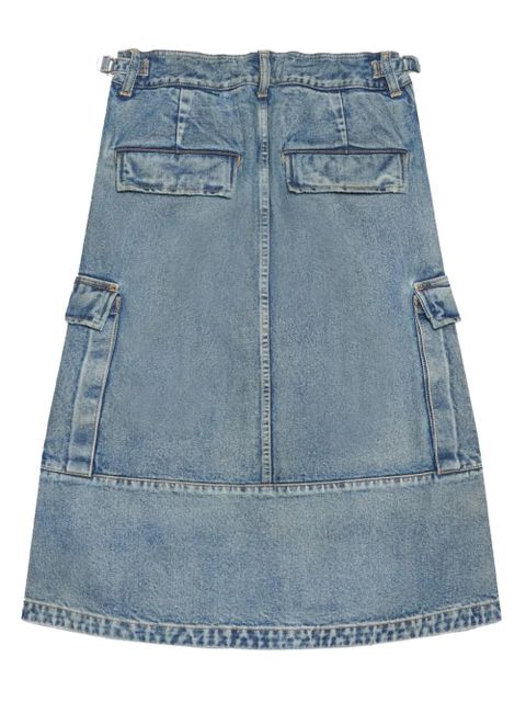 Balenciaga logo-embroidered cargo denim skirt - Blue