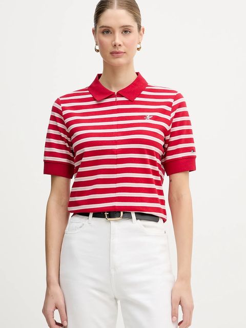 Tommy Hilfiger polo damski kolor czerwony WW0WW47853 - zdjęcie produktu nr 1