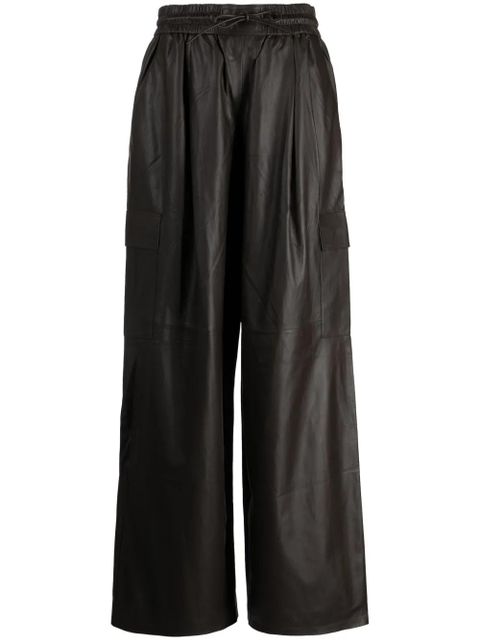 Yves Salomon drawstring leather cargo trousers - Brown - zdjęcie produktu nr 1