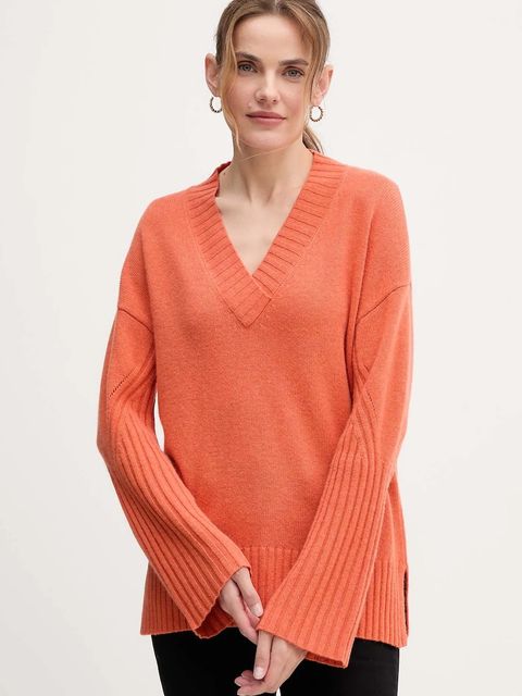 United Colors of Benetton sweter z dodatkiem wełny damski kolor pomarańczowy 1244D403A - zdjęcie produktu nr 1