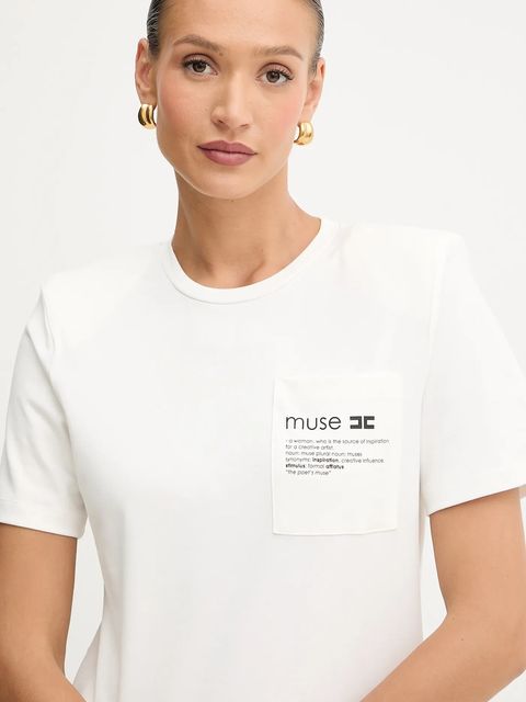 Elisabetta Franchi t-shirt bawełniany damski kolor biały MA02056E2