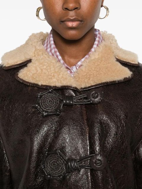 ETRO shearling-collar leather jacket - Brown
