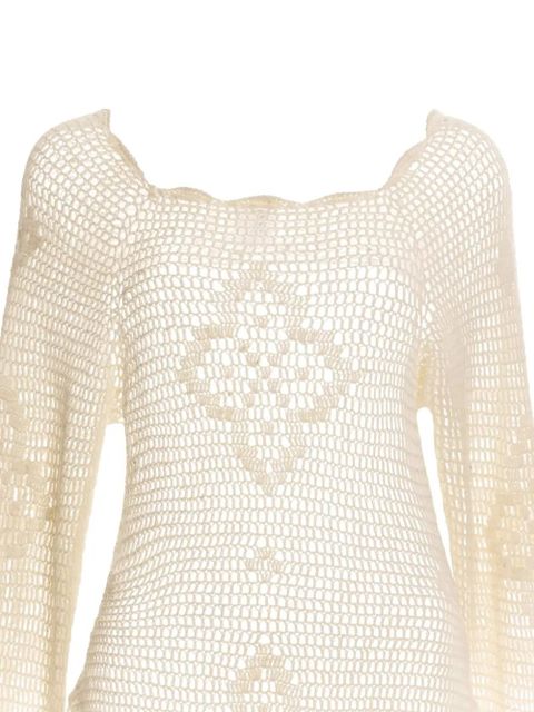 Agua By Agua Bendita Boh crochet bell-sleeve top - White