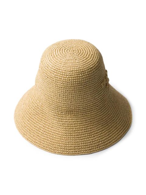 Prada braided raffia logo bucket hat - Neutrals - zdjęcie produktu nr 2