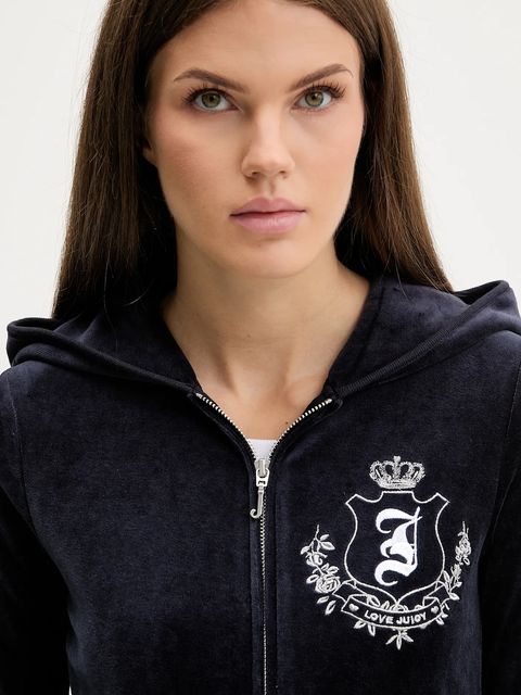 Juicy Couture bluza damska kolor granatowy z kapturem z aplikacją JCGAS225009