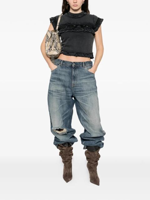 Balenciaga ruffle-trim short-sleeve T-shirt - Black - zdjęcie produktu nr 2