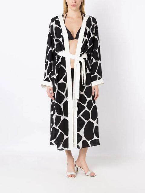 Valentino Garavani animal-print silk cover-up - Black - zdjęcie produktu nr 2