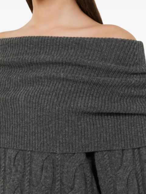 Max Mara cable-knit off-shoulder midi dress - Grey