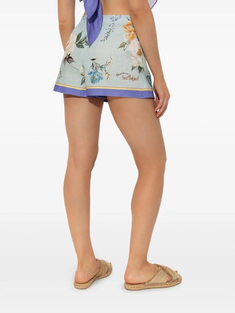 Self-Portrait floral-print shorts - Blue
