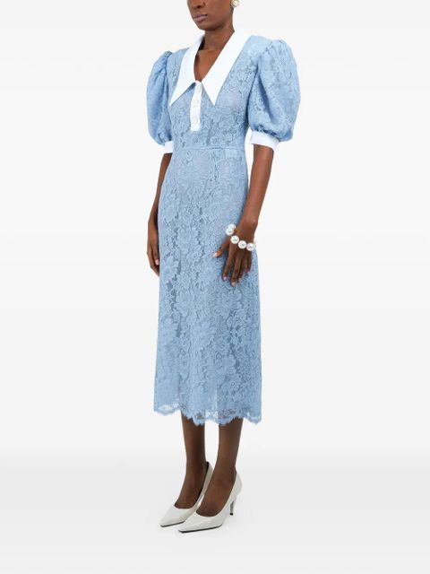 Rowen Rose lace polo-collar midi dress - Blue