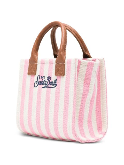 MC2 Saint Barth mini Vanity striped logo-embroidered tote bag - Pink