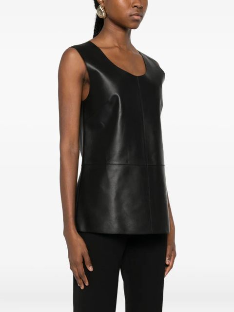 TOTEME scoop-neck leather top - Black