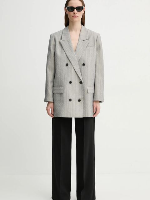 MUNTHE marynarka SAIMAI kolor szary jednorzędowa wzorzysta 244151224410