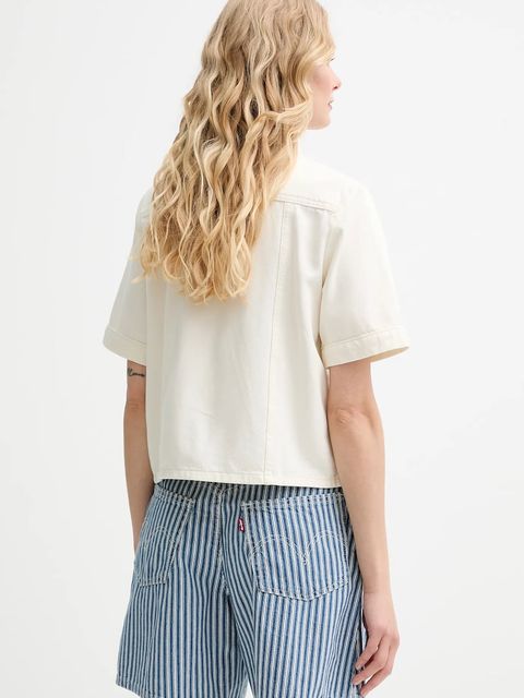 Levi's koszula jeansowa RINOA CAMP SHIRT damska kolor beżowy regular z kołnierzykiem klasycznym 001SL