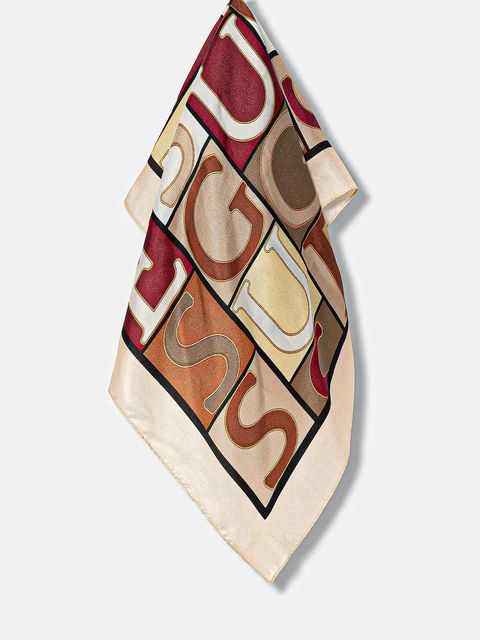 Guess chusta jedwabna damska kolor brązowy wzorzysta AW5345 SIL03 - zdjęcie produktu nr 1