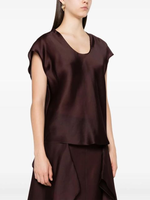 KHAITE Barbo scoop-neck silk top - Purple
