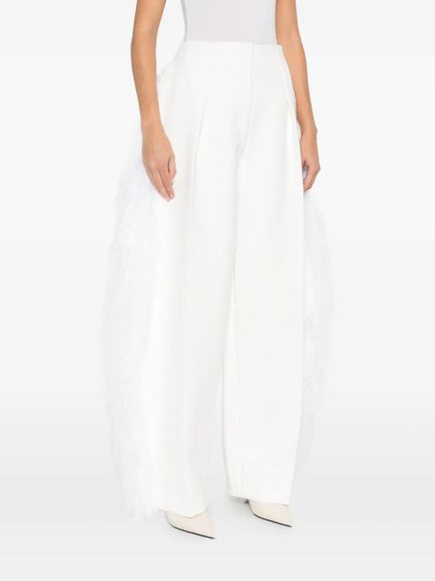Jacquemus feather-trim trousers - White