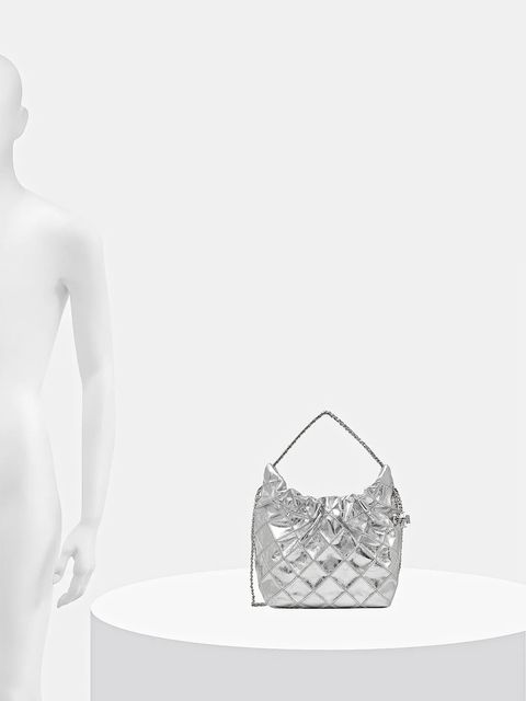 Tory Burch torebka skórzana Fleming kolor srebrny 176040-040