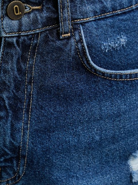 Answear.LAB szorty jeansowe damskie kolor granatowy gładkie high waist