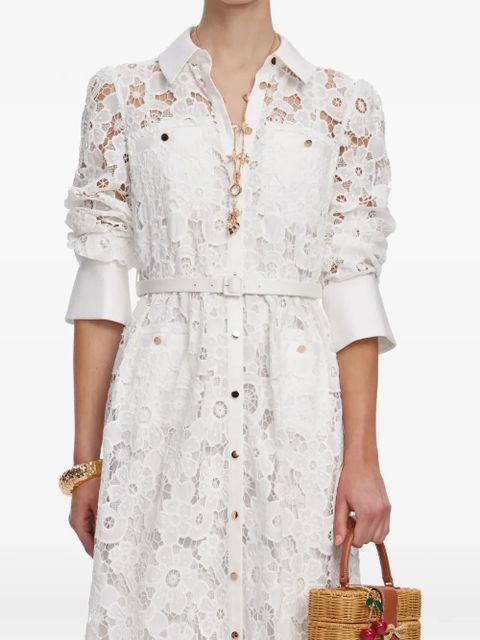 Self-Portrait floral-lace shirt dress - White - zdjęcie produktu nr 1
