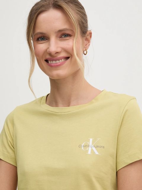 Calvin Klein Jeans t-shirt bawełniany 2-pack damski kolor żółty J20J219734