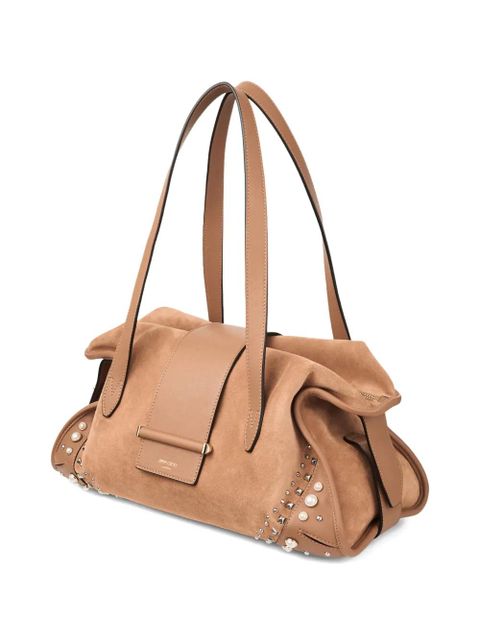 Jimmy Choo Bar Filo studded top-handle tote bag - Brown