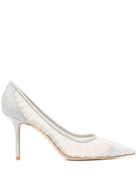 Jimmy Choo Love 85mm glitter pumps - White - zdjęcie produktu nr 1