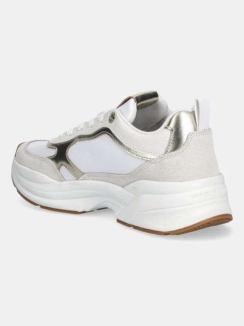Tommy Hilfiger sneakersy skórzane TH CHUNKY RUNNER METALLIC damskie kolor beżowy FW0FW09204