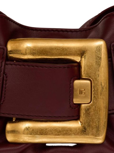 Balmain mini Anthem buckle-embellished calfskin-leather clutch bag - Red