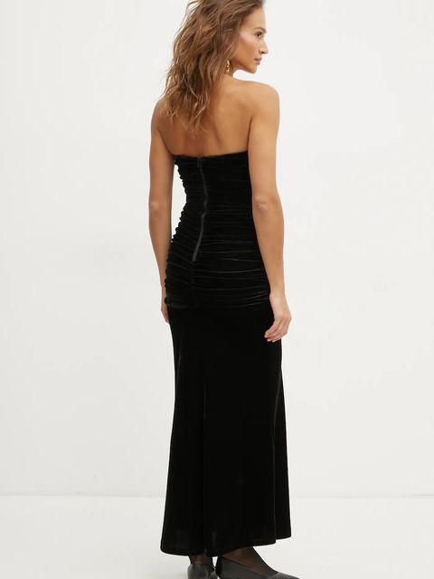 Bardot sukienka ELVIRA kolor czarny maxi dopasowana 59692DB