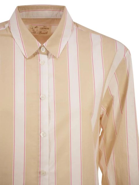 MC2 Saint Barth striped embroidered-logo shirt - Neutrals