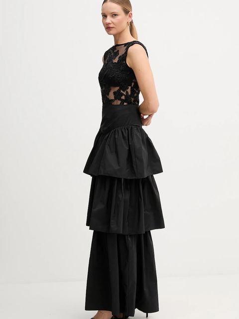 Pedro del Hierro sukienka kolor czarny midi rozkloszowana