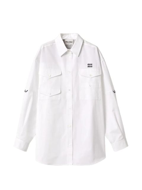 Miu Miu embroidered-logo shirt - White - zdjęcie produktu nr 1