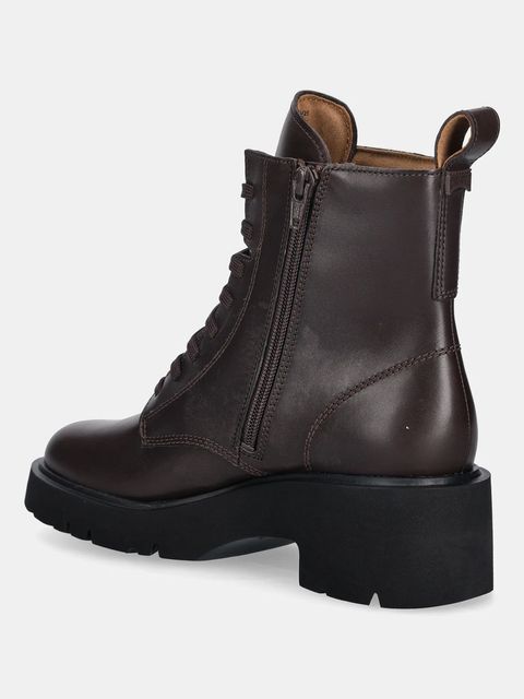 Camper botki skórzane Milah damskie kolor brązowy na płaskim obcasie K400577-013