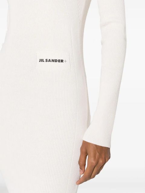 Jil Sander ribbed-knit hooded midi dress - Neutrals