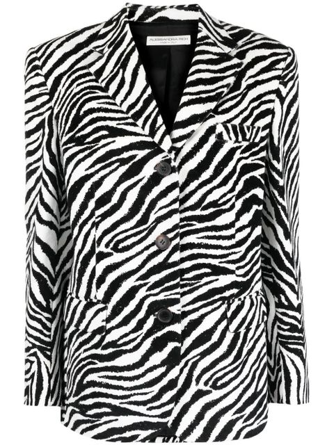 Alessandra Rich zebra-print single-breasted blazer - White - zdjęcie produktu nr 1
