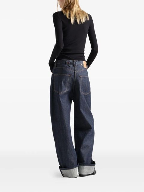 Prada Superfine ribbed intarsia-logo sweater - Blue