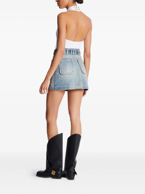 Balmain belted skirt - Blue