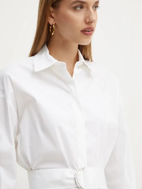 Liviana Conti koszula damska kolor biały relaxed z kołnierzykiem klasycznym L4WK20